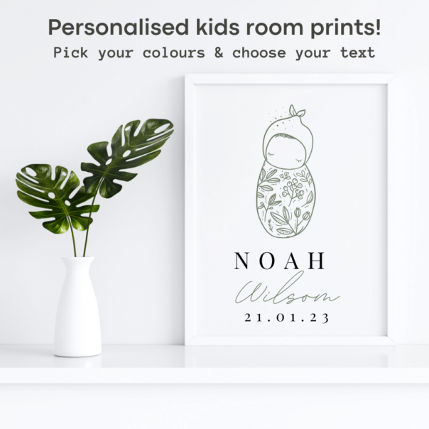 personalised baby room prints posters