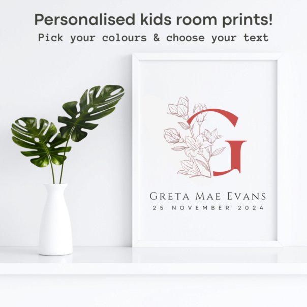 personalised baby room prints posters